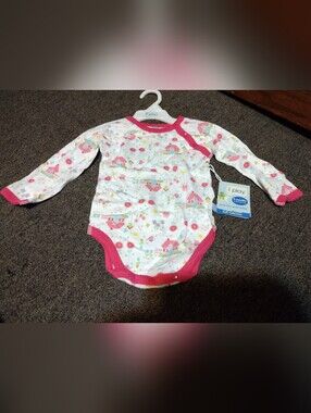 i play. White Floral Print One-Piece with Pink Trim Size 9M (18-20 LBS)